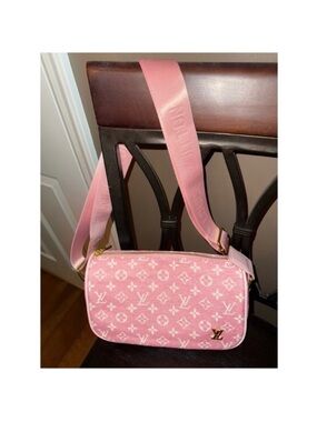 Pink Denim Monogram LV Crossbody Bag